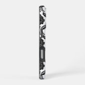 Rococo-Damask-Muster Schwarz auf Weiß iPhone Hülle (Rechte Seite)