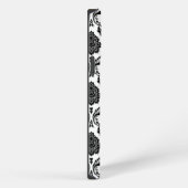 Rococo-Damask-Muster Schwarz auf Weiß iPhone Hülle (Rechte Seite)