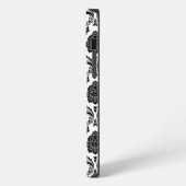 Rococo-Damask-Muster Schwarz auf Weiß iPhone Hülle (Linke Seite)