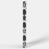 Rococo-Damask-Muster Schwarz auf Weiß iPhone Hülle (Rechte Seite)