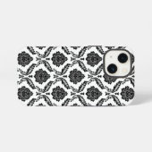 Rococo-Damask-Muster Schwarz auf Weiß iPhone Hülle (Rückseite (Horizontal))