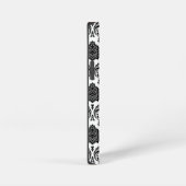 Rococo-Damask-Muster Schwarz auf Weiß iPhone Hülle (Rechte Seite)