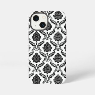 Rococo-Damask-Muster Schwarz auf Weiß iPhone 13 Mini Hülle