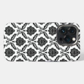 Rococo-Damask-Muster Schwarz auf Weiß iPhone Hülle (Rückseite (Horizontal))