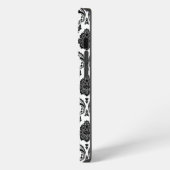 Rococo-Damask-Muster Schwarz auf Weiß iPhone Hülle (Linke Seite)