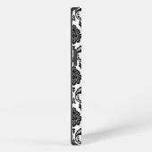 Rococo-Damask-Muster Schwarz auf Weiß iPhone Hülle (Rechte Seite)