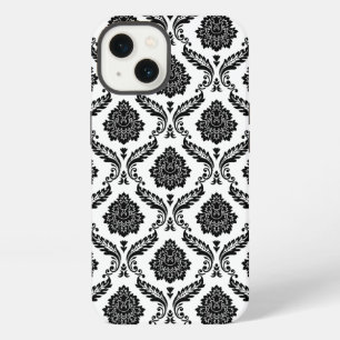 Rococo-Damask-Muster Schwarz auf Weiß iPhone 13 Hülle