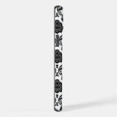 Rococo-Damask-Muster Schwarz auf Weiß iPhone Hülle (Rechte Seite)