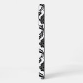 Rococo-Damask-Muster Schwarz auf Weiß iPhone Hülle (Linke Seite)