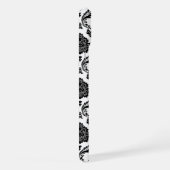 Rococo-Damask-Muster Schwarz auf Weiß iPhone Hülle (Rechte Seite)