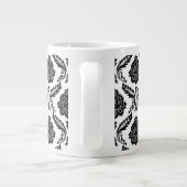 Rococo-Damask-Muster Schwarz auf Weiß Jumbo-Tasse (Rückseite)