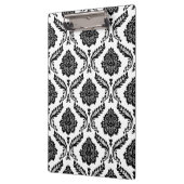 Rococo-Damask-Muster Schwarz auf Weiß Klemmbrett (Links)