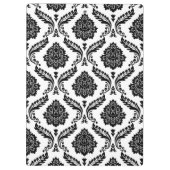 Rococo-Damask-Muster Schwarz auf Weiß Klemmbrett (Rückseite)