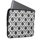 Rococo-Damask-Muster Schwarz auf Weiß Laptopschutzhülle (Vorne Rechts)