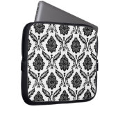 Rococo-Damask-Muster Schwarz auf Weiß Laptopschutzhülle (Vorne Rechts)