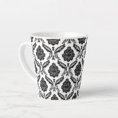 Rococo-Damask-Muster Schwarz auf Weiß Milchtasse (Linke Ecke)