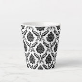 Rococo-Damask-Muster Schwarz auf Weiß Milchtasse (Vorderseite)