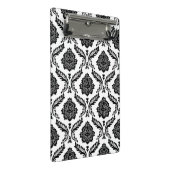 Rococo-Damask-Muster Schwarz auf Weiß Mini Klemmbrett (Schrägansicht)