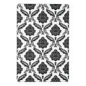Rococo-Damask-Muster Schwarz auf Weiß Mini Klemmbrett (Rückseite)