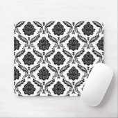 Rococo-Damask-Muster Schwarz auf Weiß Mousepad (Mit Mouse)