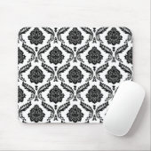 Rococo-Damask-Muster Schwarz auf Weiß Mousepad (Mit Mouse)