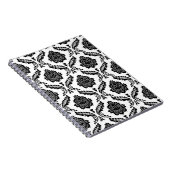Rococo-Damask-Muster Schwarz auf Weiß Notizblock (Rechte Seite)