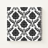 Rococo-Damask-Muster Schwarz auf Weiß Notizblock (Rückseite)