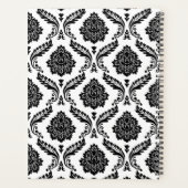 Rococo-Damask-Muster Schwarz auf Weiß Planer (Rückseite)