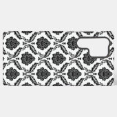 Rococo-Damask-Muster Schwarz auf Weiß Samsung Galaxy Hülle (Rückseite (Horizontal))