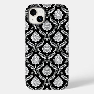 Rococo-Damask-Muster Weiß auf Schwarz Case-Mate iPhone 14 Plus Hülle
