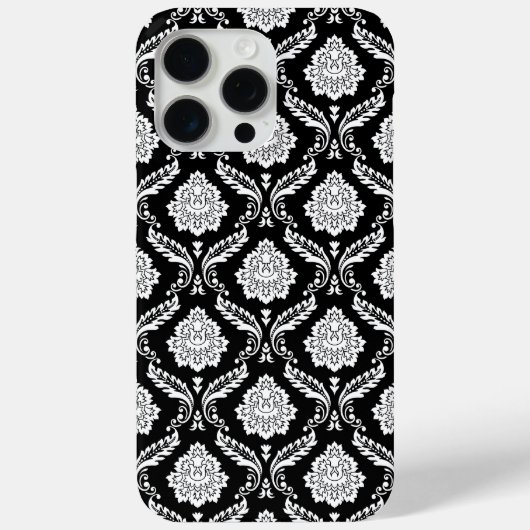 Rococo-Damask-Muster Weiß auf Schwarz  Case-Mate iPhone Hülle (Rückseite)