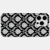 Rococo-Damask-Muster Weiß auf Schwarz  Case-Mate iPhone Hülle (Rückseite (Horizontal))