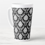 Rococo-Damask-Muster Weiß auf Schwarz Milchtasse (Linke Ecke)