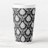 Rococo-Damask-Muster Weiß auf Schwarz Milchtasse (Vorderseite)