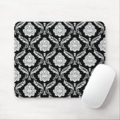 Rococo-Damask-Muster Weiß auf Schwarz Mousepad (Mit Mouse)
