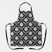 Rococo-Damask-Muster Weiß auf Schwarz Schürze (Vorderseite)
