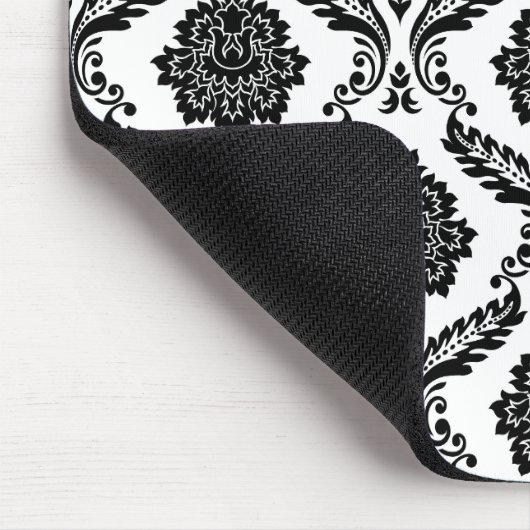 Rococo Damask Pattern Black on White Mousepad (Ecke)