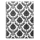 Rococo Damask Pattern Black on White Notizblock (Vorderseite)