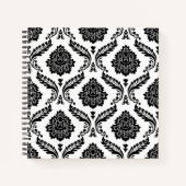 Rococo Damask Pattern Black on White Notizblock (Vorderseite)