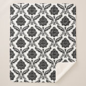 Rococo Damask Pattern Black on White Sherpadecke (Vorderseite)