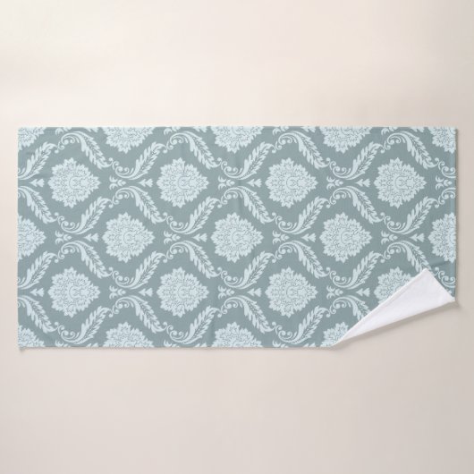 Rococo Damask Pattern Duck Egg Blue+Teal Badehandtuch (Badehandtuch)