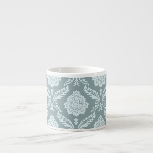 Rococo Damask Pattern Duck Egg Blue+Teal Espressotasse (Vorderseite)