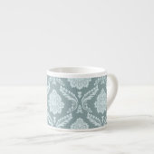 Rococo Damask Pattern Duck Egg Blue+Teal Espressotasse (Vorderseite Rechts)
