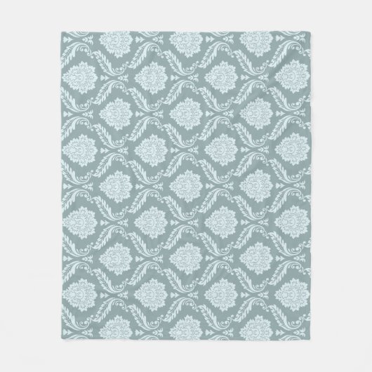 Rococo Damask Pattern Duck Egg Blue+Teal Fleecedecke (Vorderseite)
