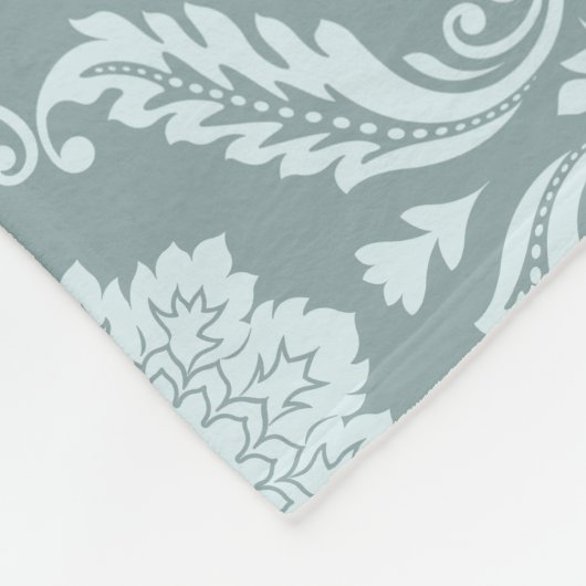Rococo Damask Pattern Duck Egg Blue+Teal Fleecedecke (Ecke)