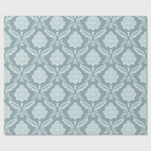 Rococo Damask Pattern Duck Egg Blue+Teal Geschenkpapier (Flach)