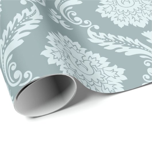 Rococo Damask Pattern Duck Egg Blue+Teal Geschenkpapier (Rolleneckpunkt)