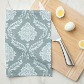 Rococo Damask Pattern Duck Egg Blue+Teal Geschirrtuch (Viertel Falte)