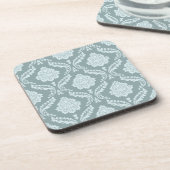 Rococo Damask Pattern Duck Egg Blue+Teal Getränkeuntersetzer (Linke Seite)