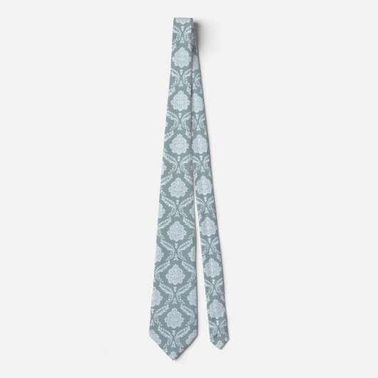 Rococo Damask Pattern Duck Egg Blue+Teal Krawatte (Vorderseite)